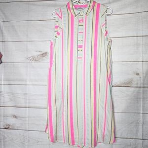 Vineyard Vines Sleeveless Striped Shirt Dress in Pink, Yellow, Blue